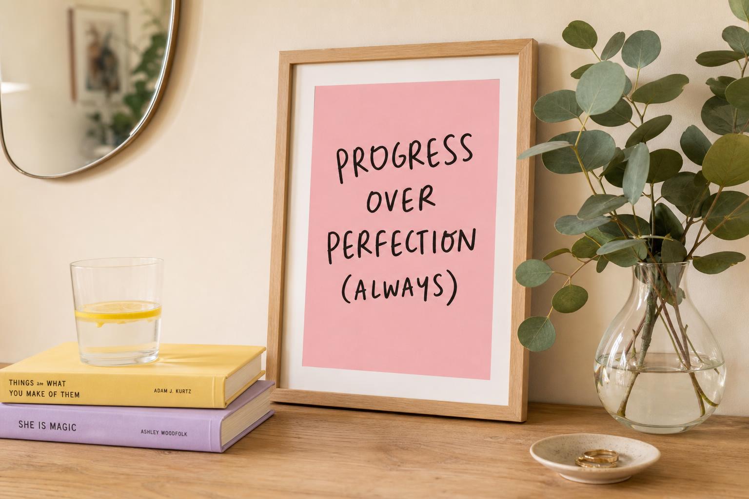 Progress over perfection — framed print